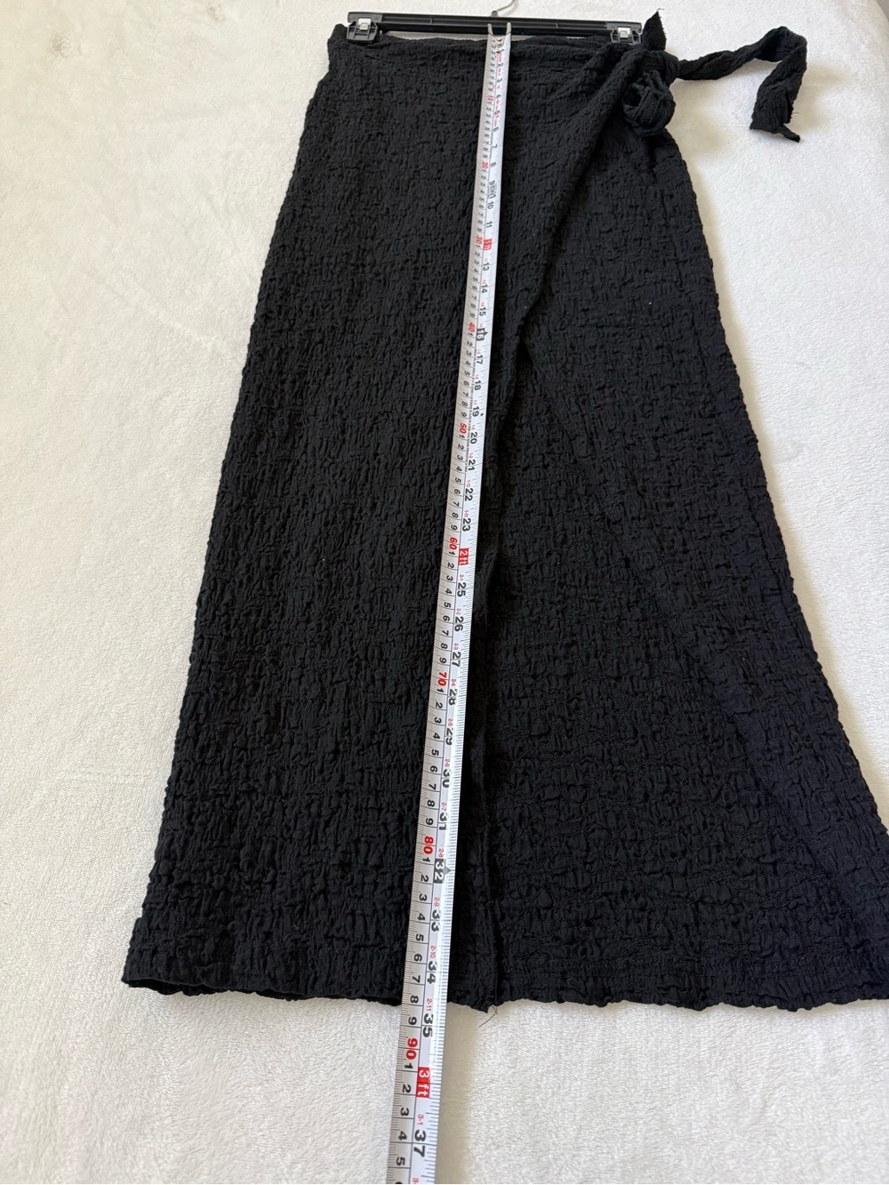Black Textured Two Piece Set Crop Top & Wrap Midi Skirt Boho Resort - Picture 5 of 11